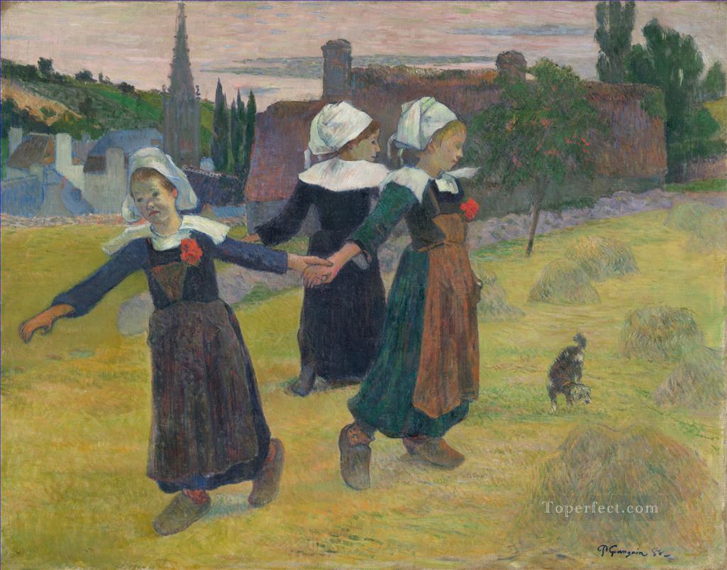Chicas Bretonas Bailando Pont Aven Postimpresionismo Primitivismo Paul Gauguin Pintura al óleo